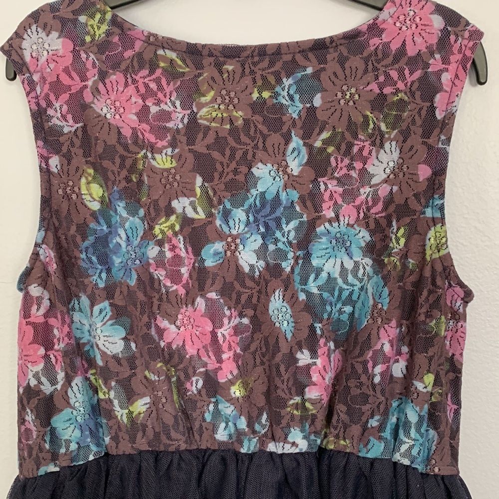 THE CHILDREN’S PLACE Big Girls Navy Blue Floral Lace Tulle Tank Dress Size 10 - Picture 7 of 8